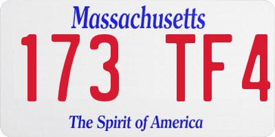 MA license plate 173TF4