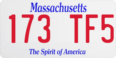 MA license plate 173TF5
