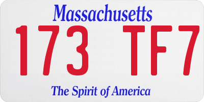 MA license plate 173TF7