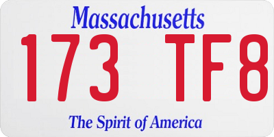 MA license plate 173TF8