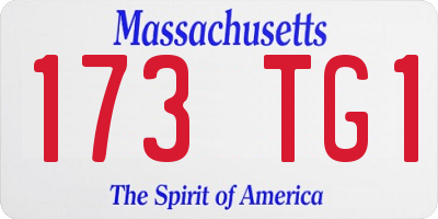 MA license plate 173TG1