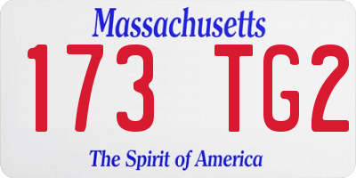 MA license plate 173TG2