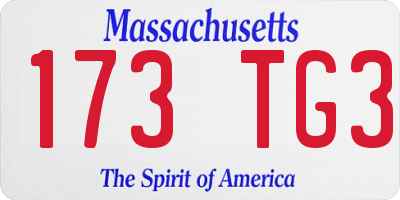 MA license plate 173TG3