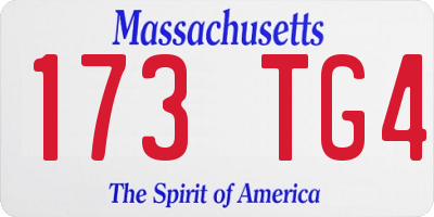 MA license plate 173TG4