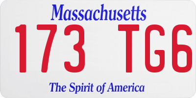 MA license plate 173TG6