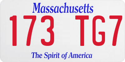 MA license plate 173TG7
