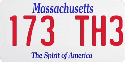 MA license plate 173TH3
