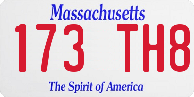MA license plate 173TH8