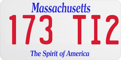 MA license plate 173TI2