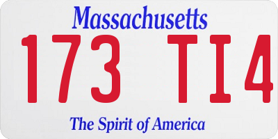 MA license plate 173TI4