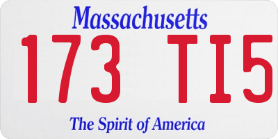 MA license plate 173TI5