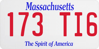 MA license plate 173TI6