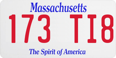 MA license plate 173TI8