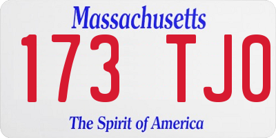 MA license plate 173TJ0