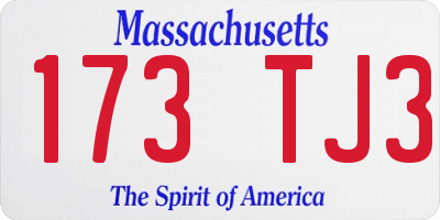 MA license plate 173TJ3