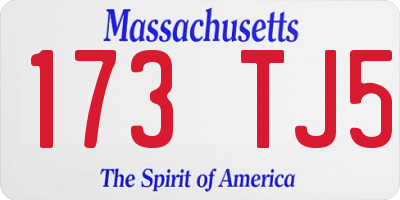 MA license plate 173TJ5