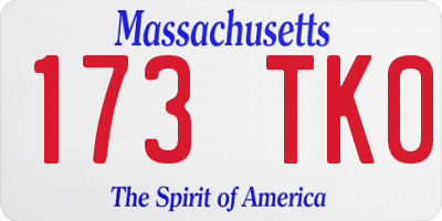 MA license plate 173TK0