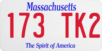 MA license plate 173TK2