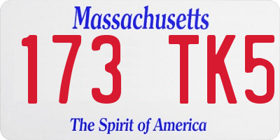 MA license plate 173TK5