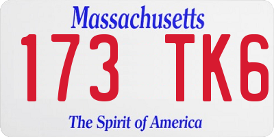 MA license plate 173TK6