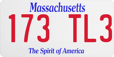 MA license plate 173TL3