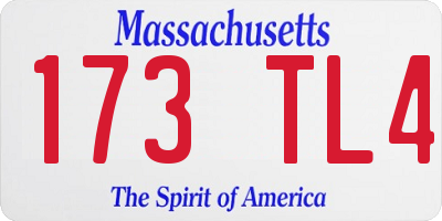 MA license plate 173TL4