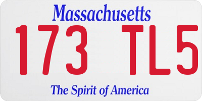 MA license plate 173TL5