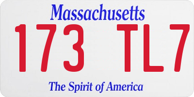 MA license plate 173TL7