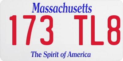 MA license plate 173TL8