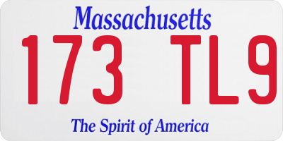 MA license plate 173TL9