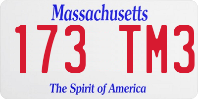 MA license plate 173TM3