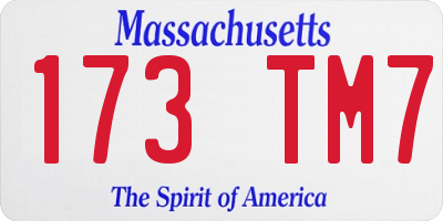 MA license plate 173TM7