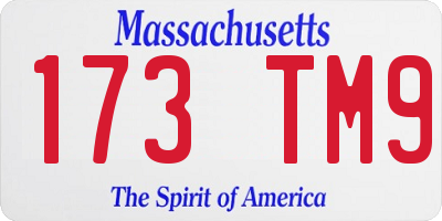 MA license plate 173TM9