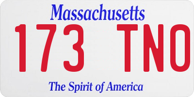 MA license plate 173TN0
