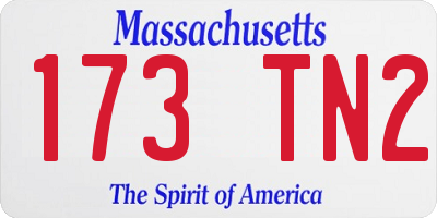 MA license plate 173TN2