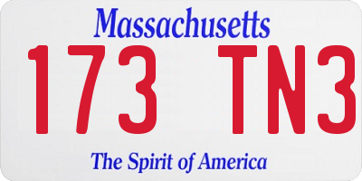 MA license plate 173TN3