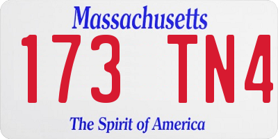 MA license plate 173TN4