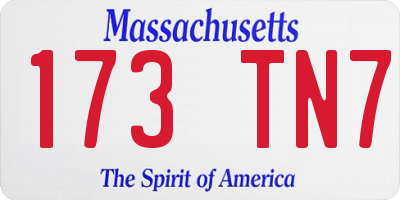 MA license plate 173TN7
