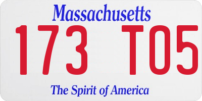 MA license plate 173TO5