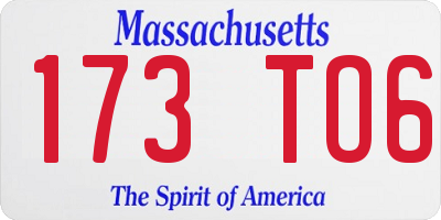MA license plate 173TO6