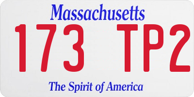 MA license plate 173TP2