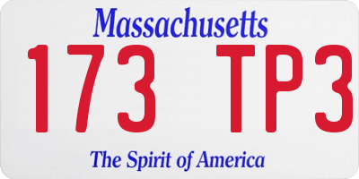 MA license plate 173TP3