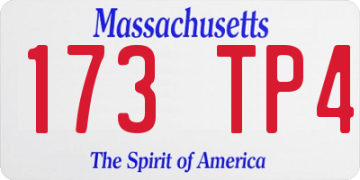 MA license plate 173TP4