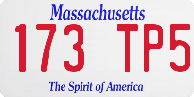 MA license plate 173TP5