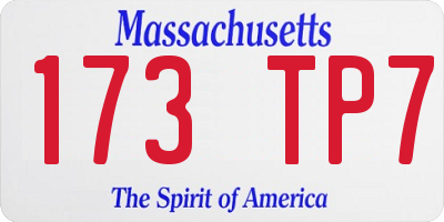 MA license plate 173TP7