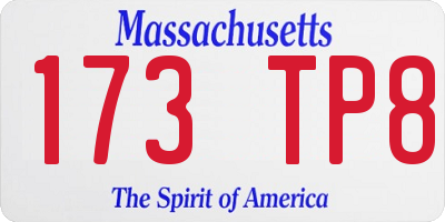 MA license plate 173TP8