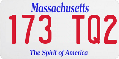 MA license plate 173TQ2