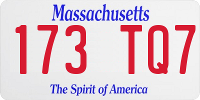 MA license plate 173TQ7