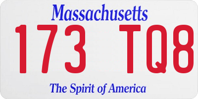 MA license plate 173TQ8