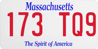MA license plate 173TQ9